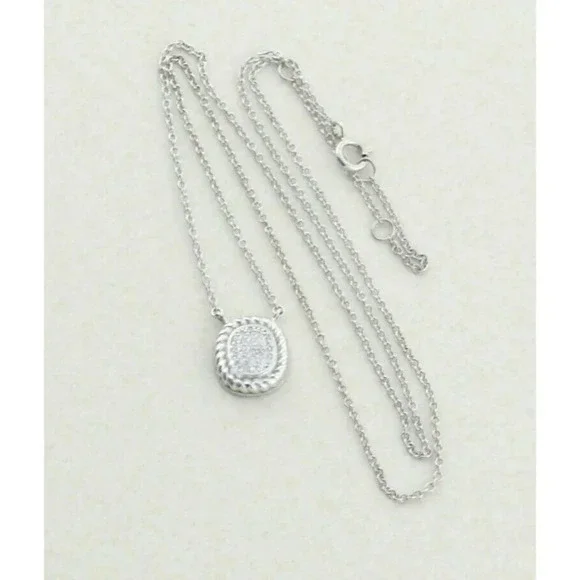 Sterling Silver CZ Necklace 16 to 18 inch chain Adjustable - Picture 4 of 8